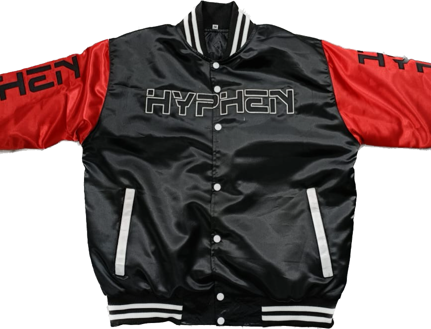 HYPHEN SATIN JACKET BLACK RED WHITE Hyphen Footwear