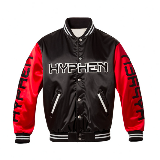 HYPHEN SATIN JACKET (BLACK/RED/WHITE) - Hyphen Footwear