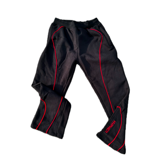 Hyphen Flare Leg Joggers (Black/Red)